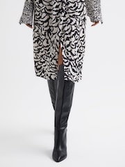 Reiss Black Celia Pull On Knee High Boots - Image 3 of 5