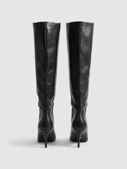 Reiss Black Celia Pull On Knee High Boots - Image 5 of 5