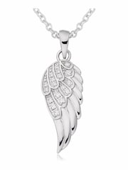 Beaverbrooks Sterling Silver Cubic Zirconia Angel Wing Pendant Necklace - Image 1 of 3