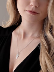 Beaverbrooks Sterling Silver Cubic Zirconia Angel Wing Pendant Necklace - Image 2 of 3