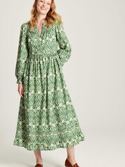 Joules Heather Green Floral Pleated Dress - Image 1 of 6