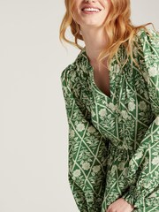 Joules Heather Green Floral Pleated Dress - Image 4 of 6
