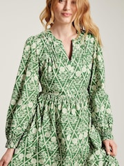 Joules Heather Green Floral Pleated Dress - Image 5 of 6