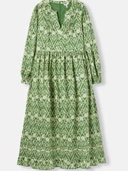 Joules Heather Green Floral Pleated Dress - Image 6 of 6