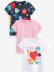 Pink/White Heart Character T-Shirts 3 Pack (3-16yrs) - Image 1 of 1