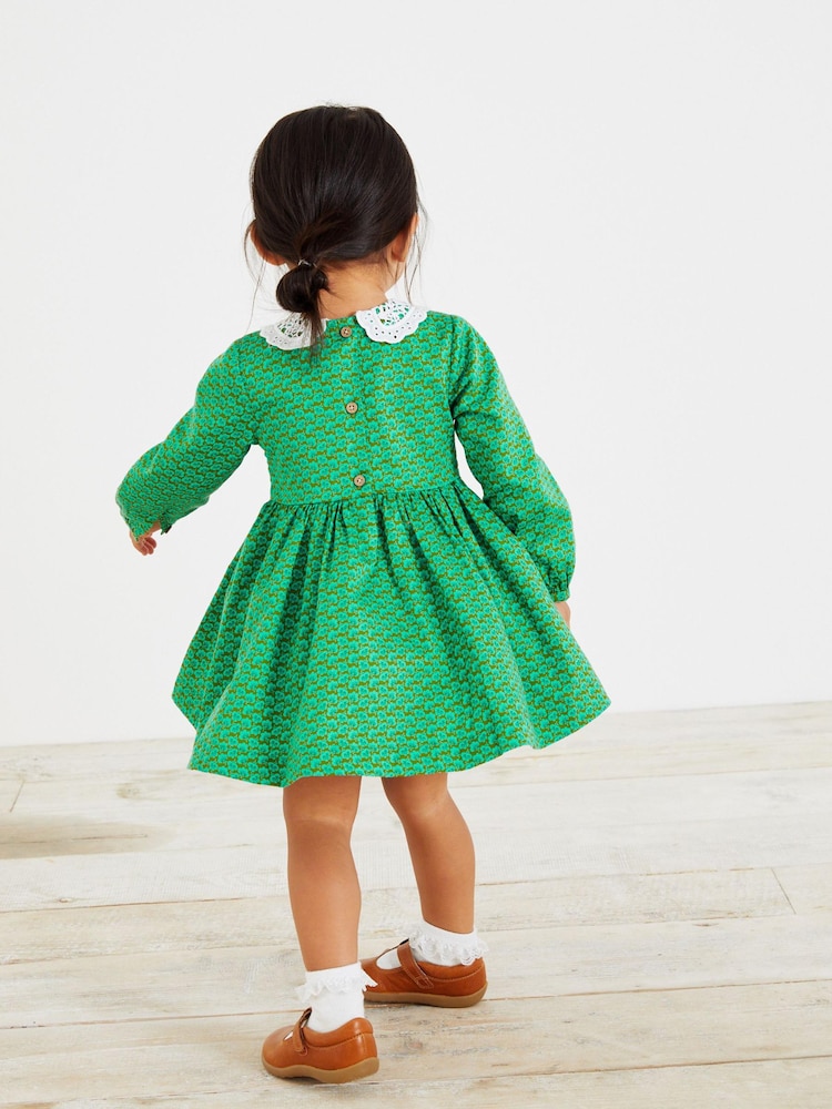 Green Geo Printed Shirred Collar Dress (3mths-8yrs) - Image 2 of 5 Green Geo Printed Shirred Collar Dress (3mths-8yrs) - Image 2 of 5