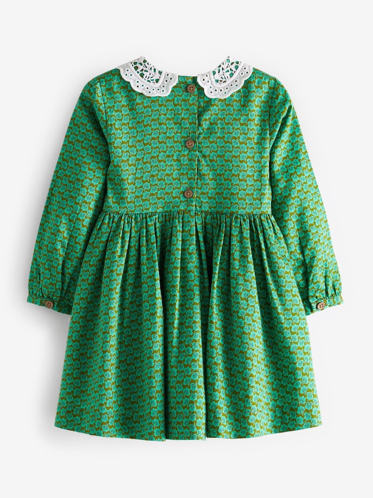 Green Geo Printed Shirred Collar Dress (3mths-8yrs) - Image 5 of 5 Green Geo Printed Shirred Collar Dress (3mths-8yrs) - Image 5 of 5