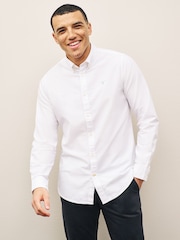 Barbour® White Oxtown Classic Oxford Long Sleeve 100% Cotton Shirt - Image 1 of 4