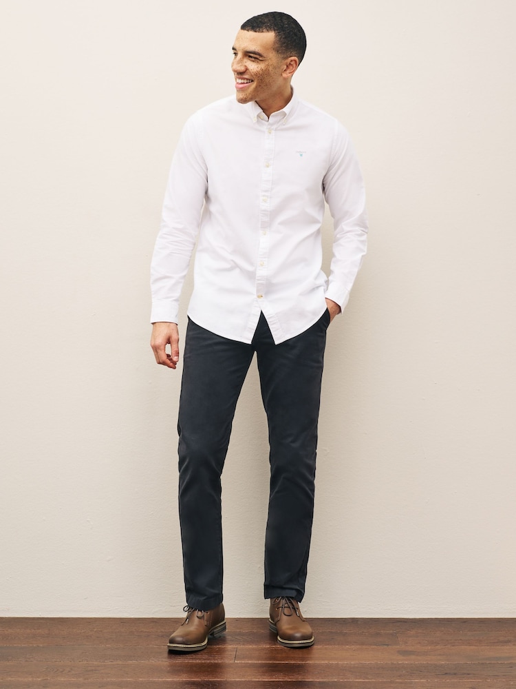 Barbour® White Oxtown Classic Oxford Long Sleeve 100% Cotton Shirt - Image 2 of 4