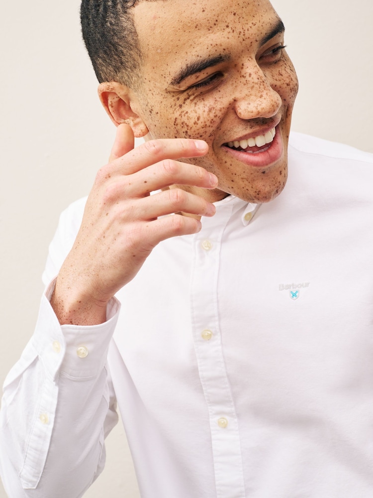 Barbour® White Oxtown Classic Oxford Long Sleeve 100% Cotton Shirt - Image 4 of 4