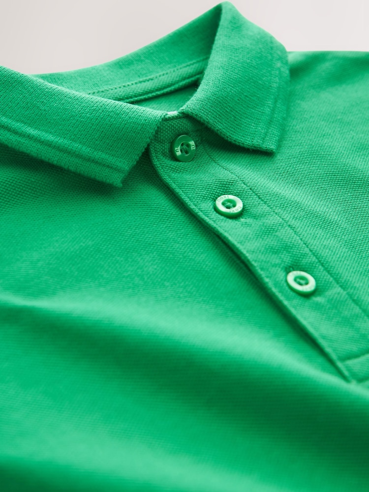 Green Regular Fit Cotton School Short Sleeve Polo Shirts 2 Pack (3-16yrs) - Image 8 of 8