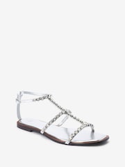Silber - Römersandalen mit Schmucksteinen - Bild 4 von 6