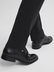Reiss Black Rivington Leather Monk Strap Shoes - Image 3 of 6