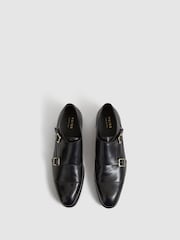 Reiss Black Rivington Leather Monk Strap Shoes - Image 4 of 6
