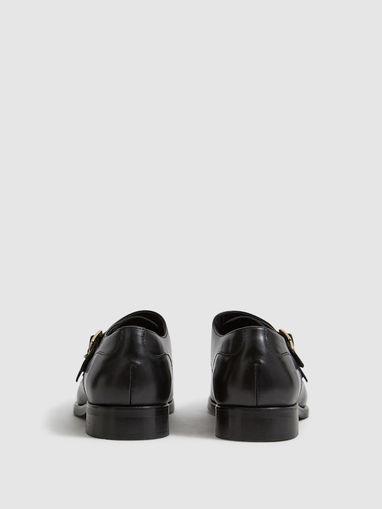 Reiss Black Rivington Leather Monk Strap Shoes - Image 6 of 6