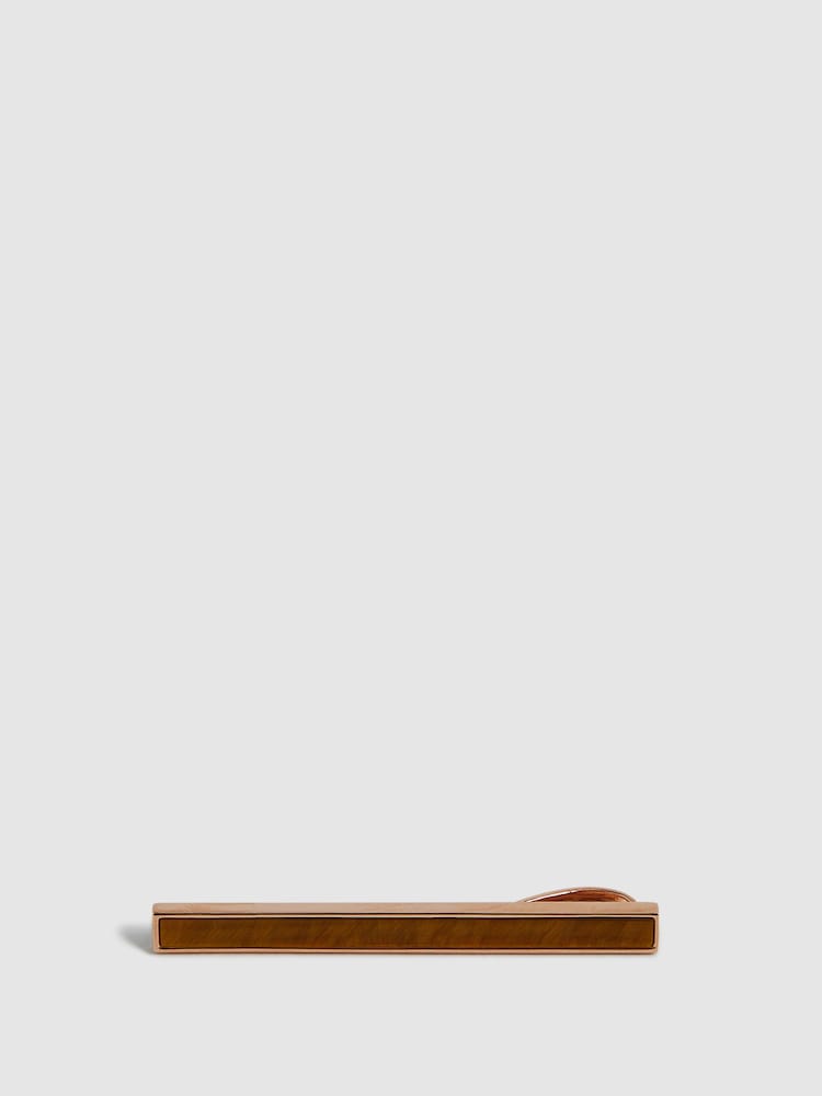 Reiss Rose Gold Ardley Stone Insert Tie Bar - Image 1 of 4
