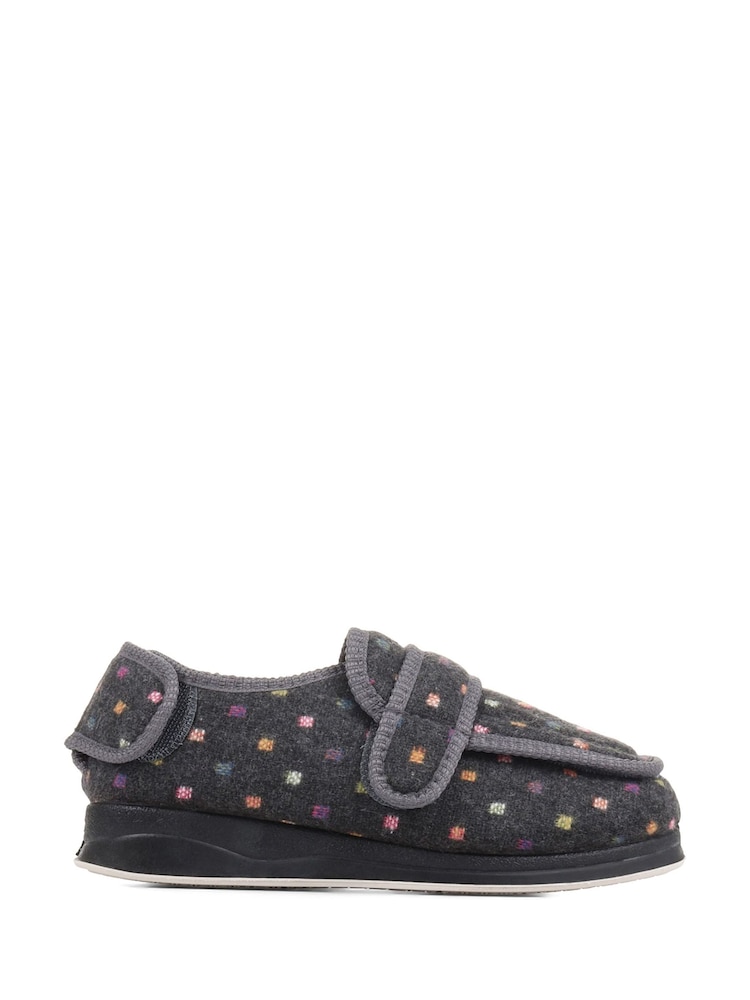 Pavers Grey Touch Fastening Full Slippers - Image 1 of 5