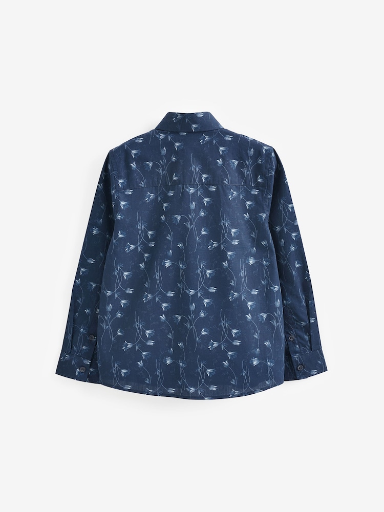 Navy Blue Long Sleeve Smart Printed Shirt (3-16yrs) - Image 7 of 7 Navy Blue Long Sleeve Smart Printed Shirt (3-16yrs) - Image 7 of 7