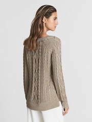 Reiss Gold Vanessa V-Neck Cable Knit Jumper - Image 5 of 7