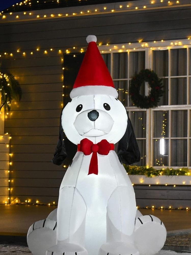 Homcom Red Outdoor 6ft Inflatable Christmas Dog Decoration - Image 1 of 5