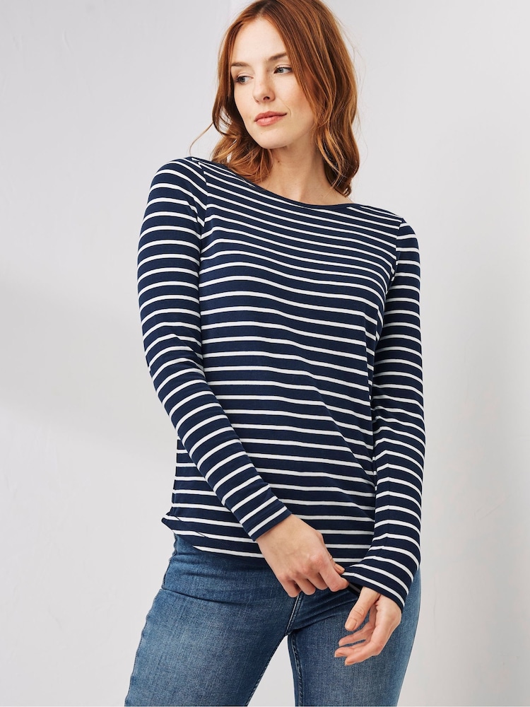 FatFace Breton Navy Blue T-Shirt - Image 1 of 5 FatFace Breton Navy Blue T-Shirt - Image 1 of 5