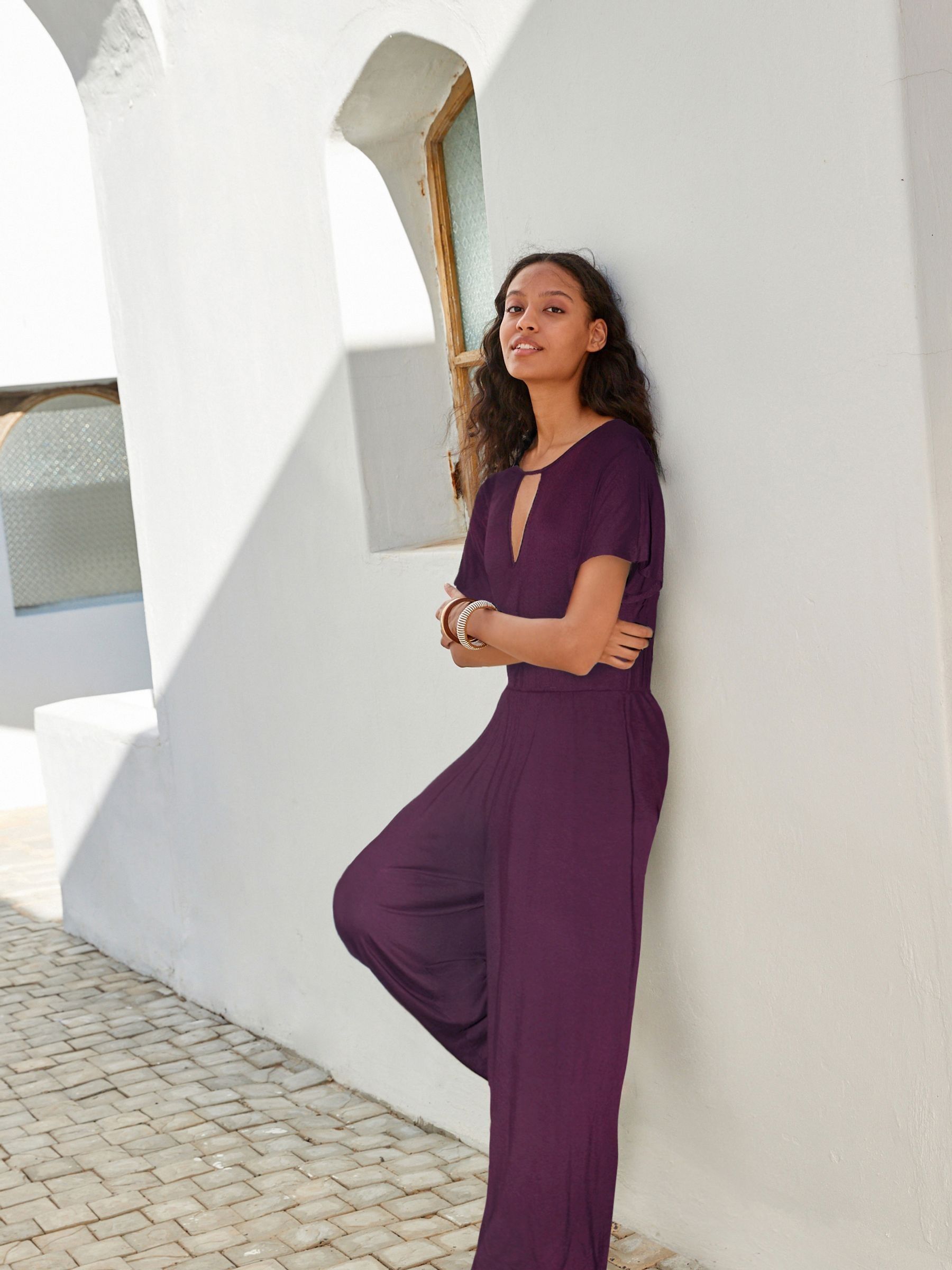 Buy Aubergine Purple Wide Leg Jumpsuit from Next Luxembourg