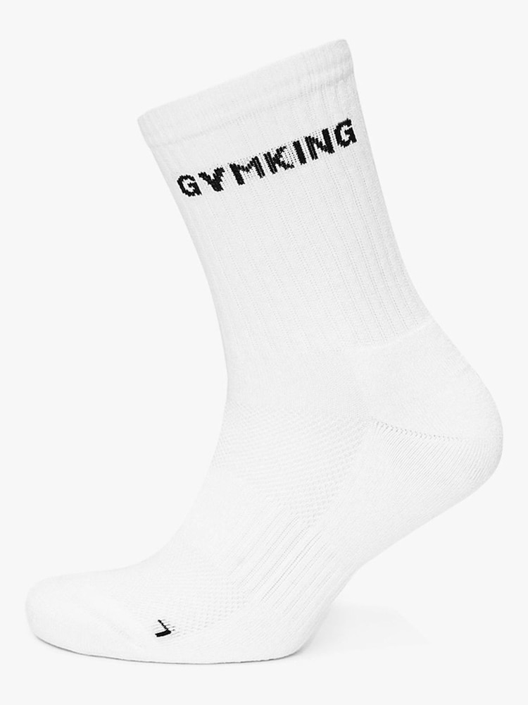 Gym King White Linear Socks 1 Pack - Image 2 of 2 Gym King White Linear Socks 1 Pack - Image 2 of 2