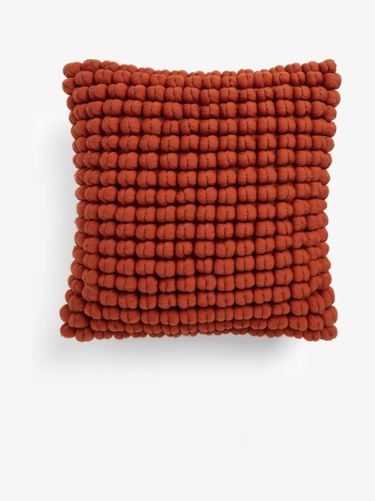 Orange 43 x 43cm Global Bobble 100% Cotton Cushion - Image 4 of 5