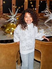 Angel & Rocket Clara Penguin White Sequin Christmas Jumper - Image 4 of 7