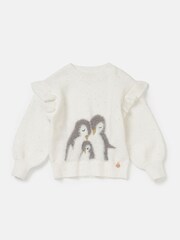 Angel & Rocket Clara Penguin White Sequin Christmas Jumper - Image 5 of 7