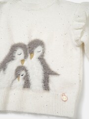 Angel & Rocket Clara Penguin White Sequin Christmas Jumper - Image 7 of 7