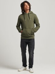 Olive chiné - Sweat à capuche brodé Superdry coton vintage à logo - Image 2 of 5
