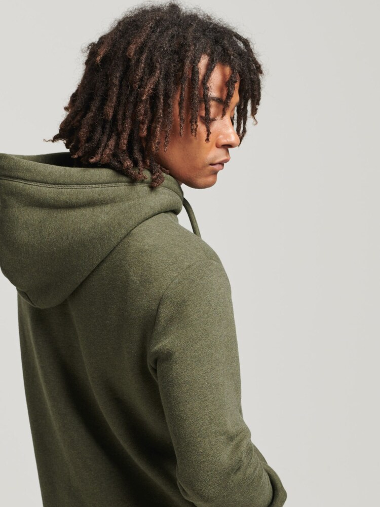 Olive chiné - Sweat à capuche brodé Superdry coton vintage à logo - Image 3 of 5