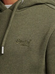 Olive chiné - Sweat à capuche brodé Superdry coton vintage à logo - Image 4 of 5