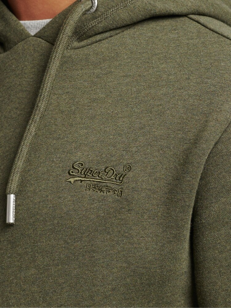 Olive chiné - Sweat à capuche brodé Superdry coton vintage à logo - Image 4 of 5