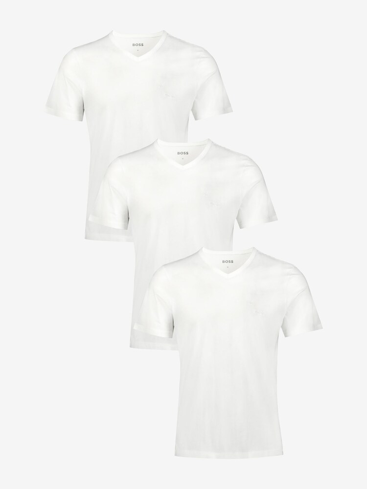 Blanc - T-shirt BOSS Classic Col en V 100% coton T-shirt 3 Lot - Image 1 de 6