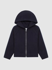 Reiss Navy Zadie Junior Metallic Trim Hoodie - Image 2 of 7
