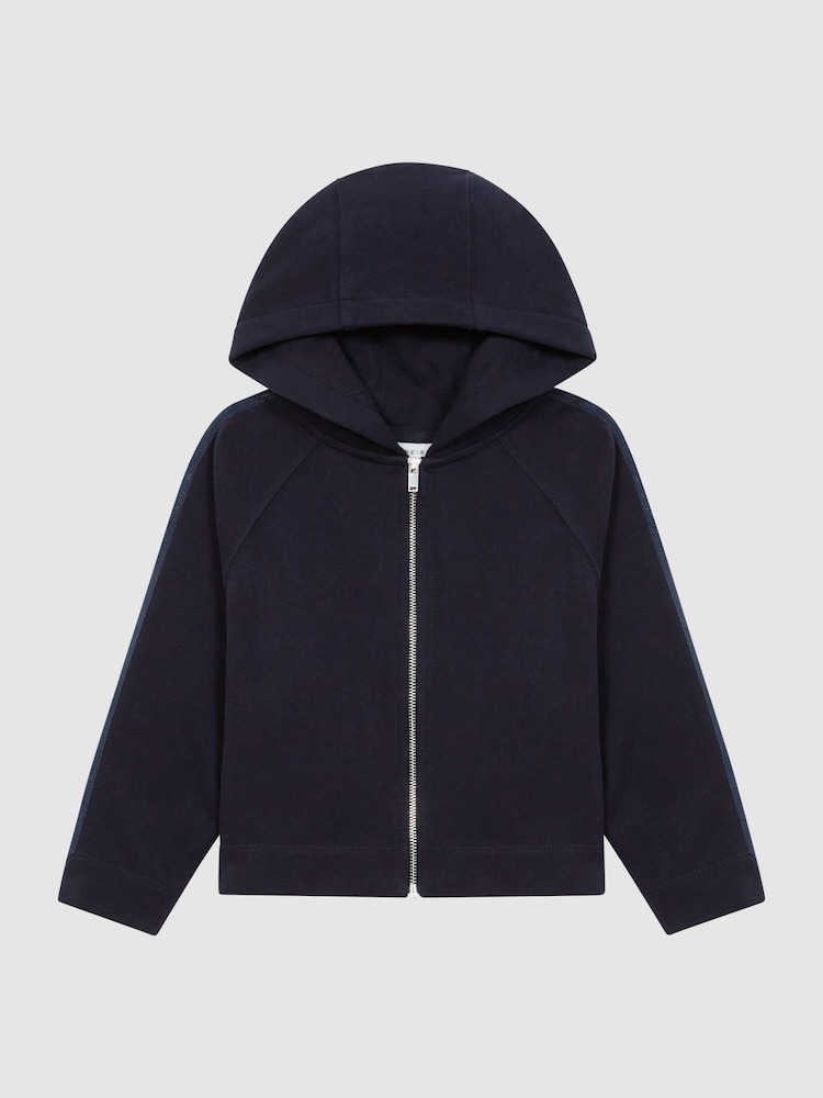 Reiss Navy Zadie Junior Metallic Trim Hoodie - Image 2 of 7