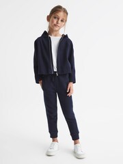 Reiss Navy Zadie Junior Metallic Trim Hoodie - Image 3 of 7