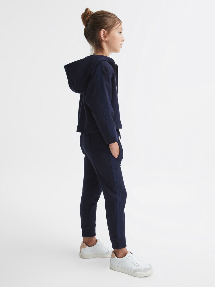 Reiss Navy Zadie Junior Metallic Trim Hoodie - Image 4 of 8