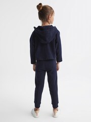 Reiss Navy Zadie Junior Metallic Trim Hoodie - Image 5 of 7