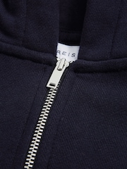 Reiss Navy Zadie Junior Metallic Trim Hoodie - Image 6 of 7