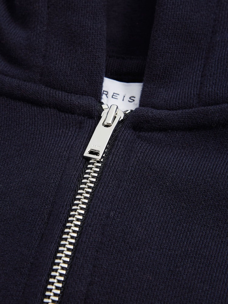 Reiss Navy Zadie Junior Metallic Trim Hoodie - Image 6 of 8