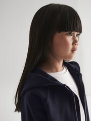 Reiss Navy Zadie Junior Metallic Trim Hoodie - Image 7 of 7