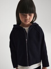 Reiss Navy Zadie Junior Metallic Trim Hoodie - Image 8 of 8