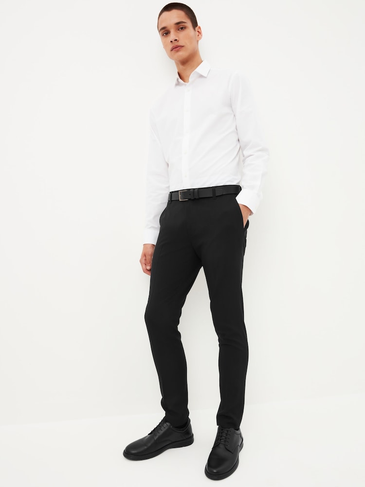 Black Super Skinny Fit Machine Washable Plain Front Smart Trousers - Image 2 of 8