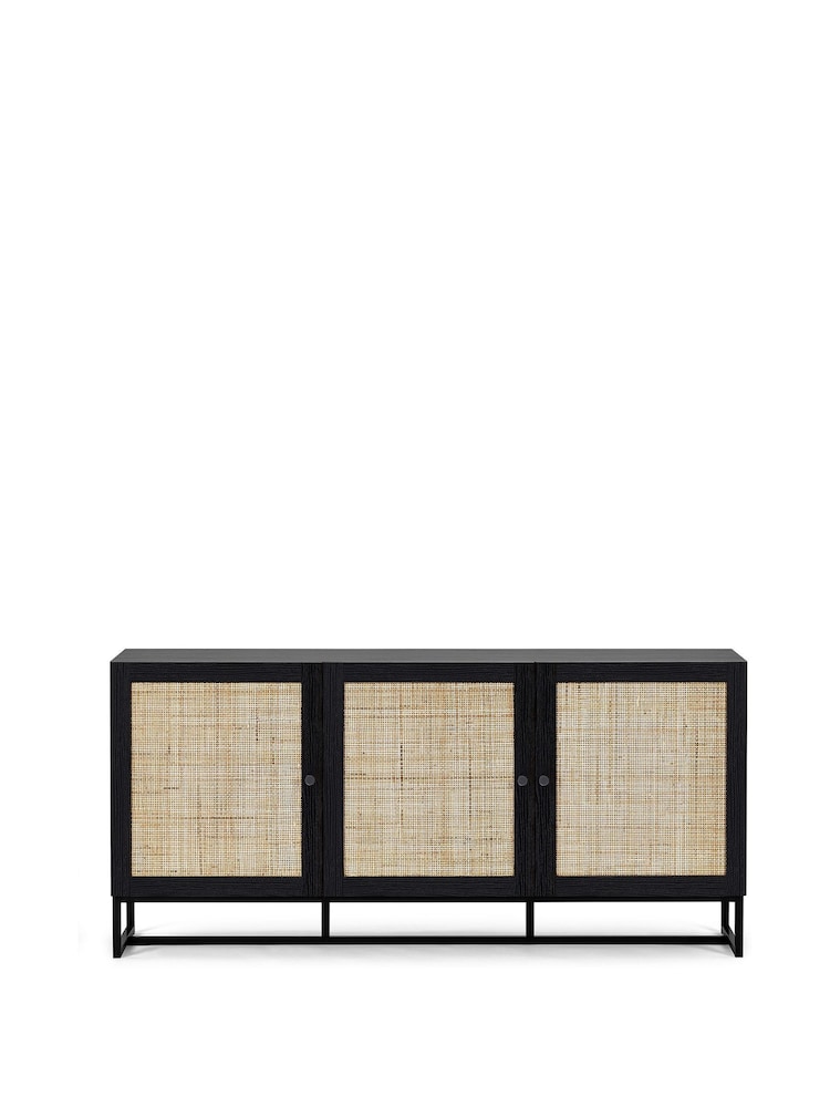 Julian Bowen Black Padstow Rattan Sideboard - Image 2 of 4