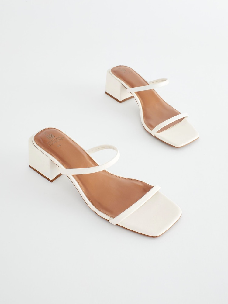 Bone White Regular/Wide Fit Forever Comfort® Two Band Block Heel Mules - Image 1 of 5