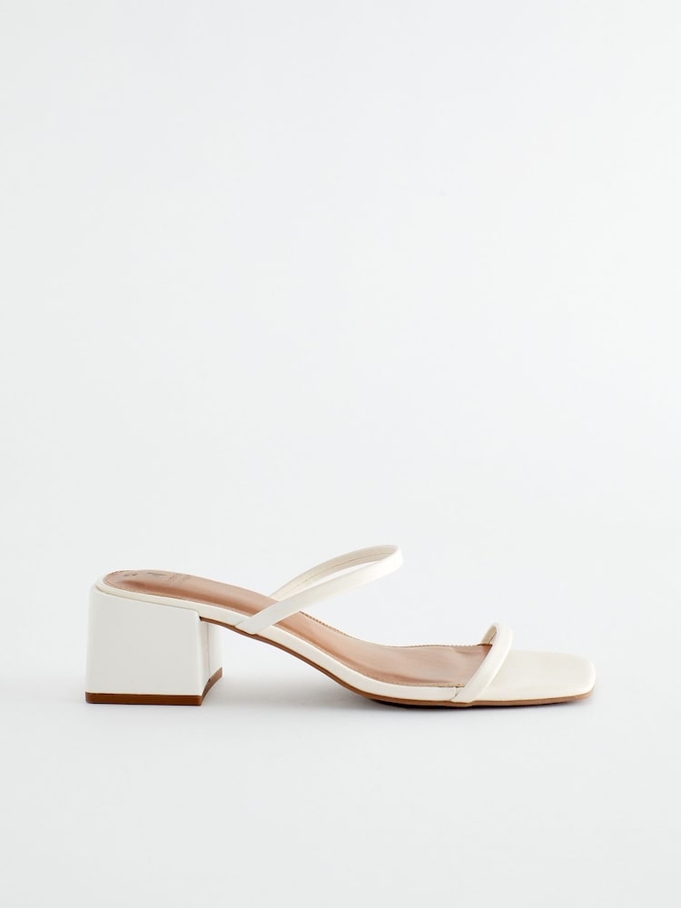 Bone White Regular/Wide Fit Forever Comfort® Two Band Block Heel Mules - Image 2 of 5