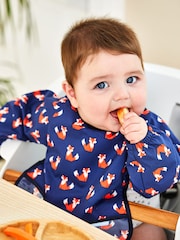 JoJo Maman Bébé Navy Fox Deluxe Sleeved Bib - Image 1 of 3
